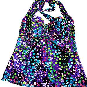 Smart Sexy Swim Tankini Style Swimsuit Top Multi Color Women's Size 38D